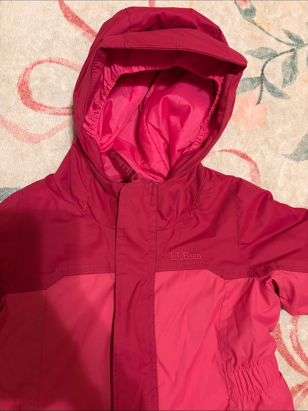 L.L. Bean Girls' Bright Pink Hooded snowsuit